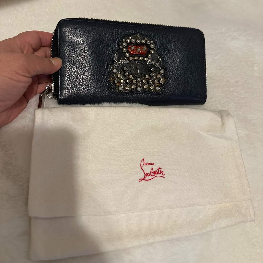 Christian Louboutin black  Wallet with Embellished Crest